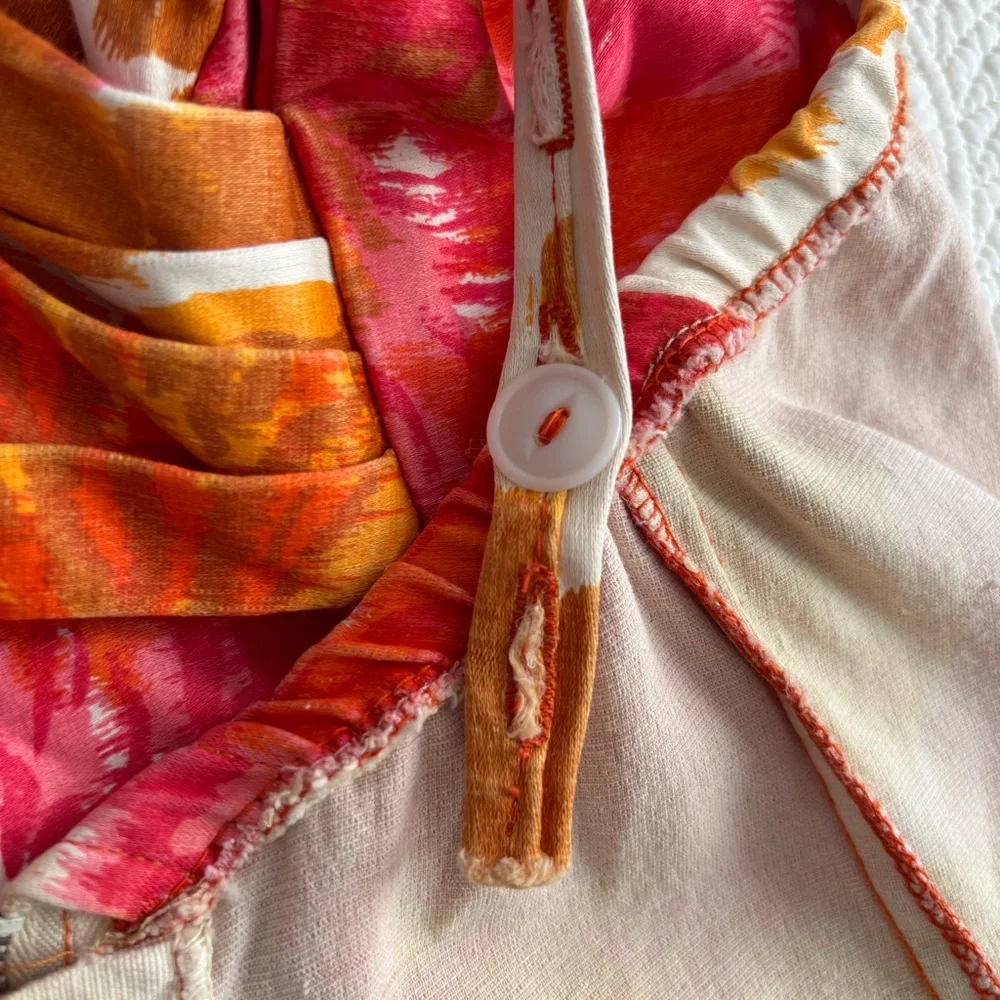 Vintage 1950s COLE of CALIFORNIA Pink, Orange & Gold Floral Ruched Bathing Suit - Picture 10 of 16